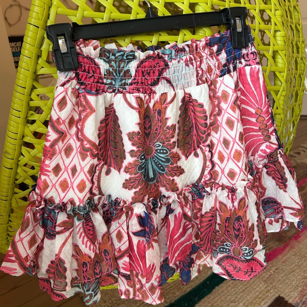 The Jetset Diaries- XS tiered ruffled mini skirt with floral detailing